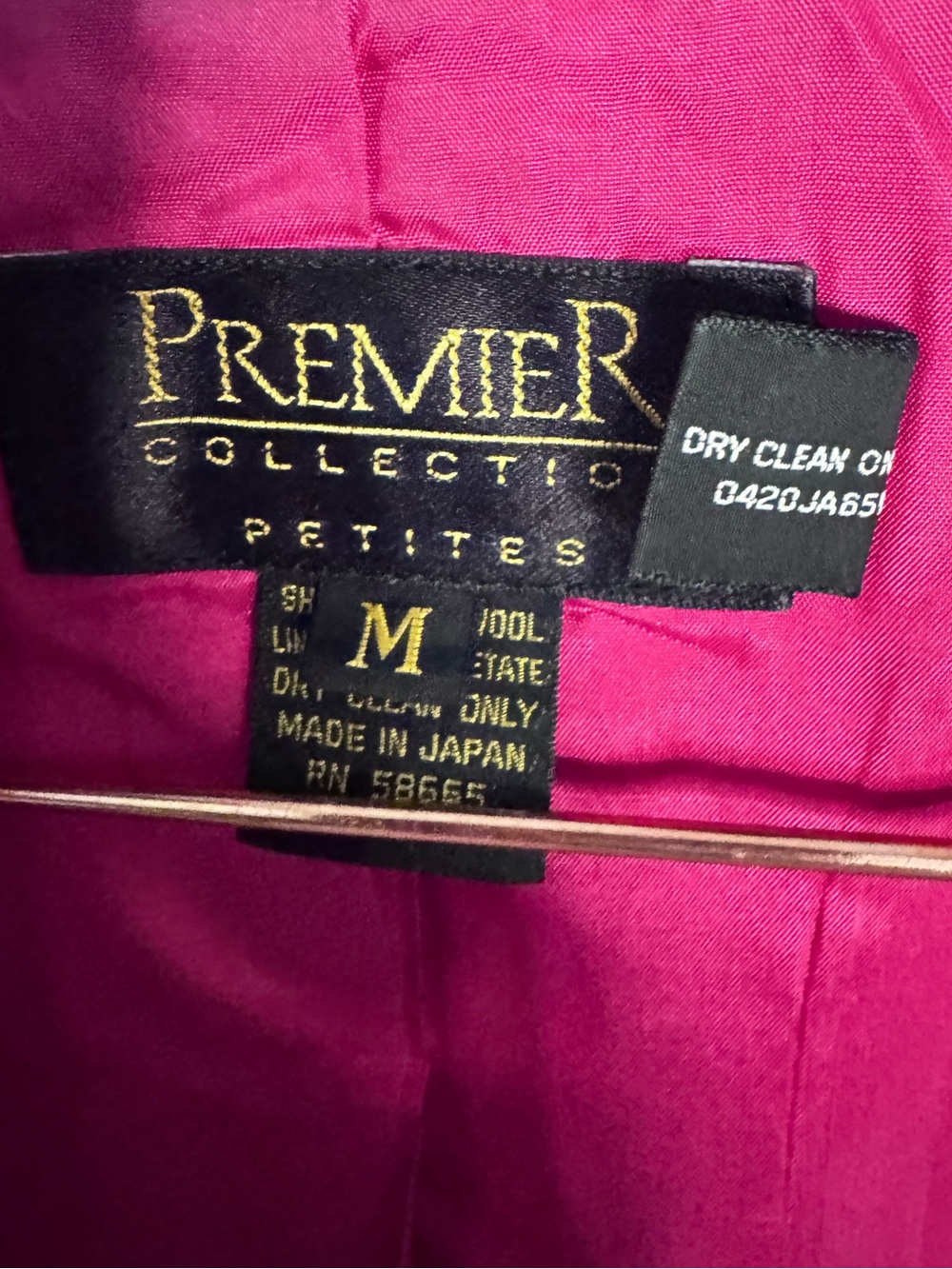 Vintage Premier Collection Petites Hot Pink 100% Wool Oversized Blazer M Japan - Picture 6 of 9